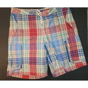 Polo Ralph Lauren‎ mens Board shorts size 35 plaid Swim Cargo